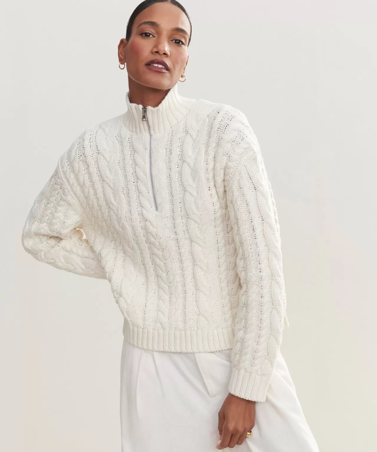 Jenni Kayne Cotton Cable Half Zip