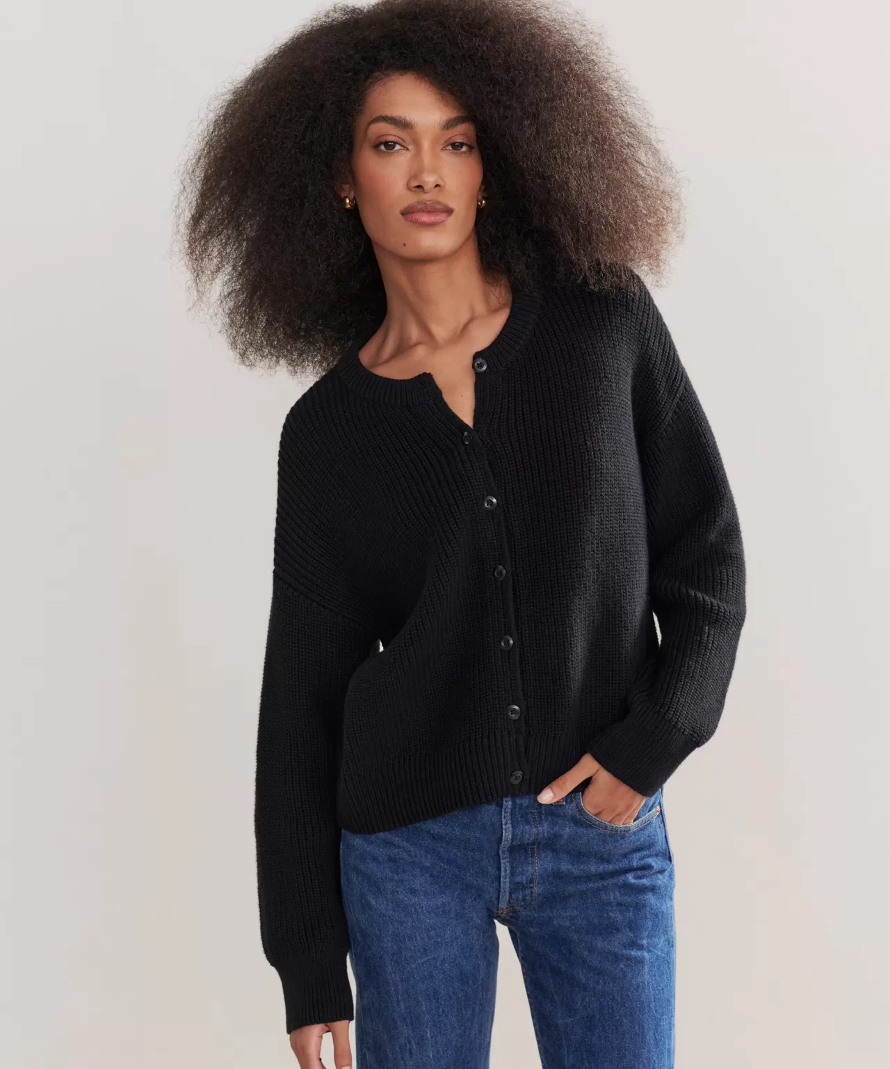 Jenni Kayne Cotton Hayes Crewneck Cardigan