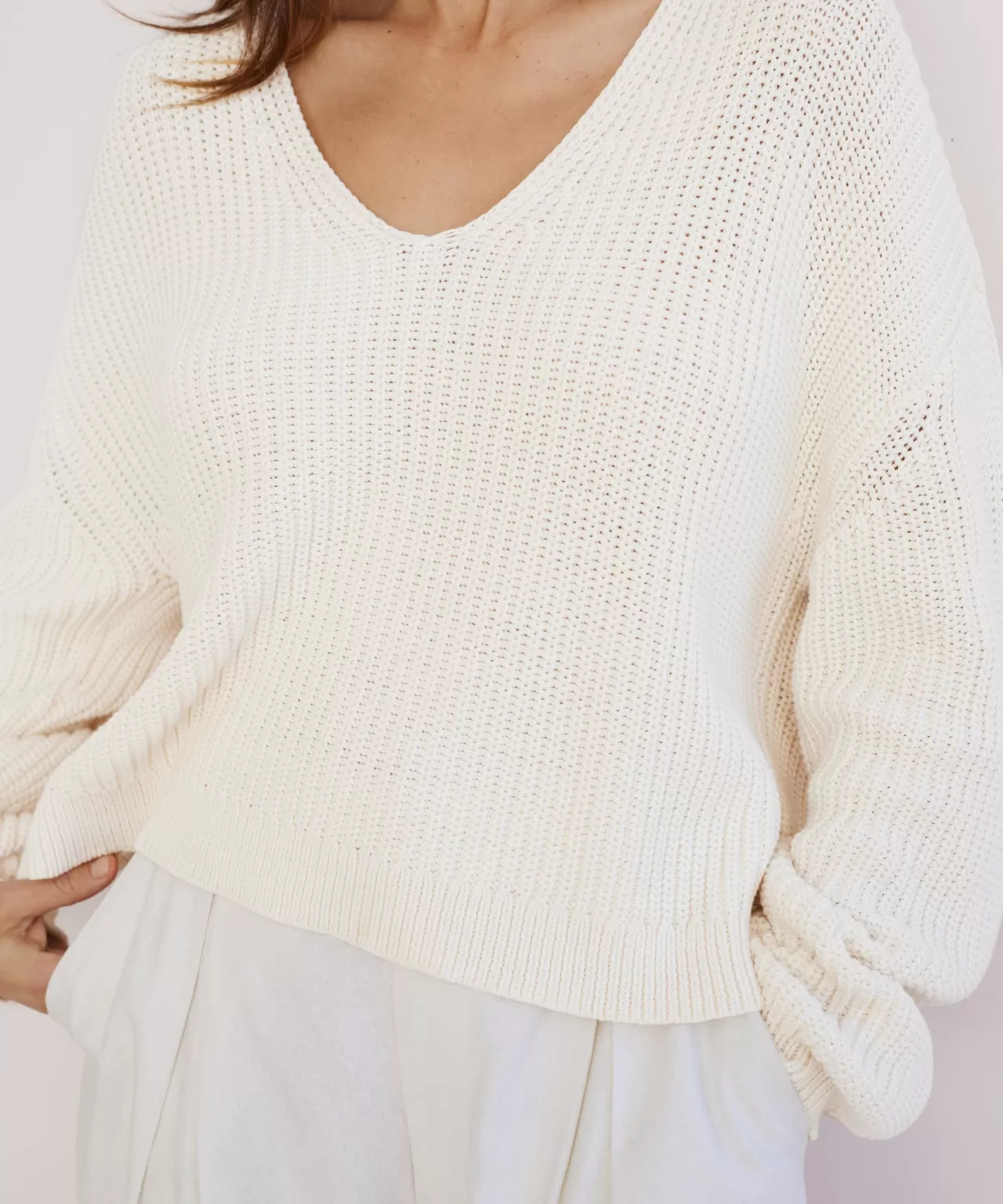 Jenni Kayne Cropped Cotton Cabin Sweater